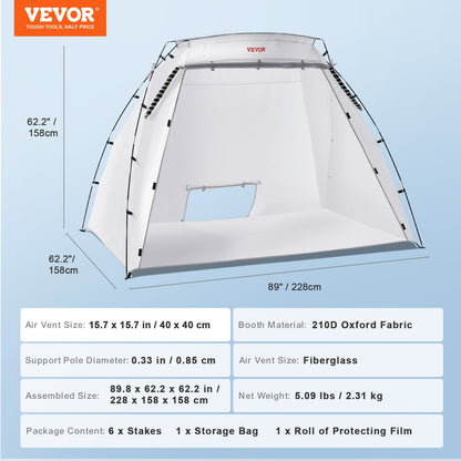 Portable Paint Booth, Larger Spray Paint Tent with Built-in Floor & Mesh Screen, Painting Tent Station for Furniture DIY Hobby Tool, 7.5x5.2x5.2ft Spray Paint Shelter