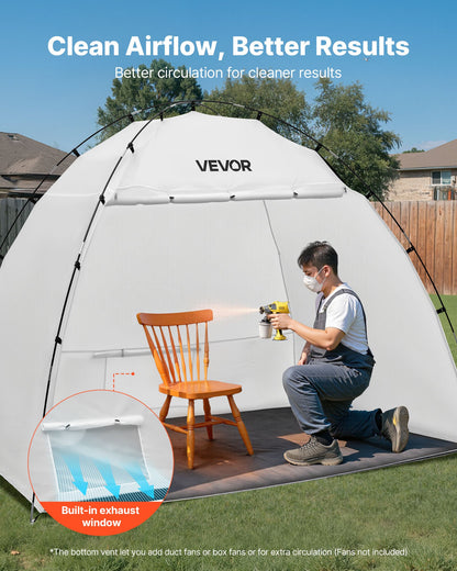 Portable Paint Booth Tent, 91.7 x 67.7 x 74.8 inch Painting Tent Station, Spray Shelter with Built-in Floor & Mesh Screen, Large Space, Oxford Spray Painting Tents for Cupboard, Chairs, Tables
