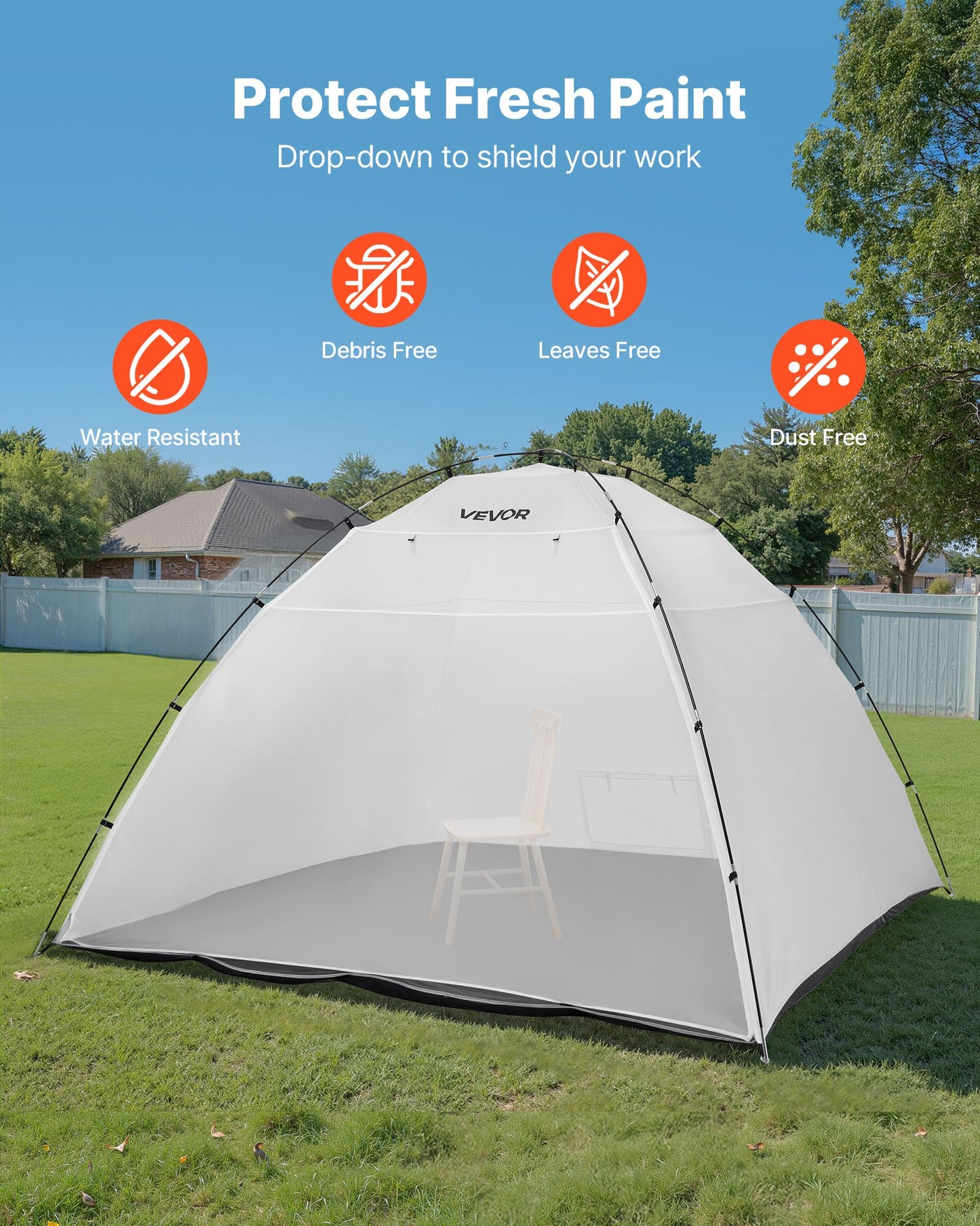 Portable Paint Booth Tent, 116.14 x 114.96 x 79.53 inch Painting Tent Station, Spray Shelter with Built-in Floor & Mesh Screen, Large Space, Oxford Spray Painting Tents for Cupboard, Chairs