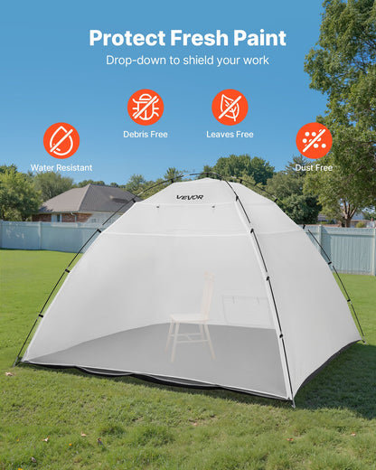 Portable Paint Booth Tent, 116.14 x 114.96 x 79.53 inch Painting Tent Station, Spray Shelter with Built-in Floor & Mesh Screen, Large Space, Oxford Spray Painting Tents for Cupboard, Chairs