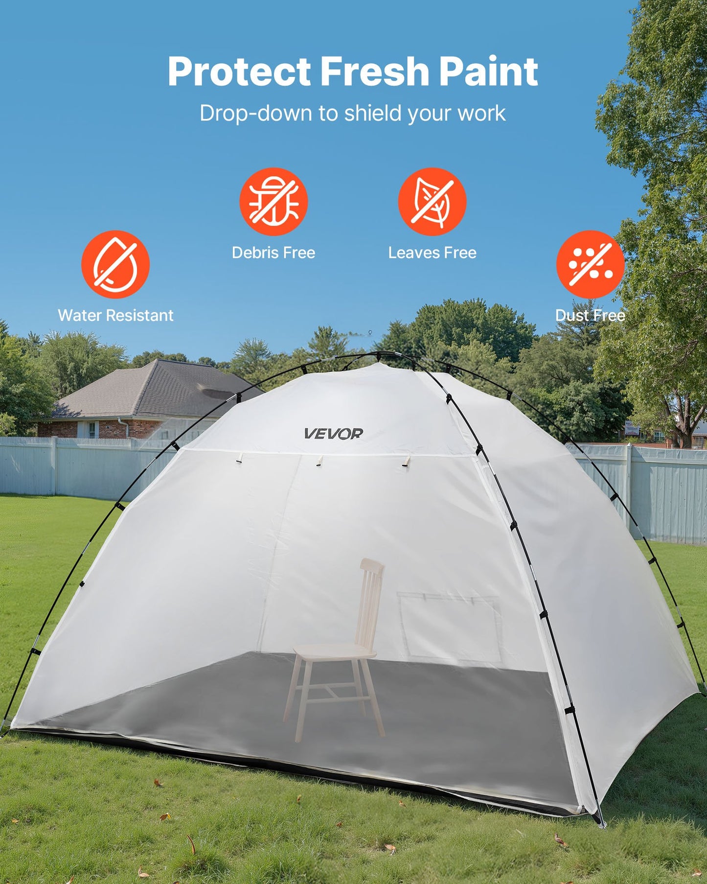 Portable Paint Booth Tent, 115.35 x 90.55 x 74 inch Painting Tent Station, Spray Shelter with Built-in Floor & Mesh Screen, Large Space, Oxford Spray Painting Tents for Cupboard, Chairs, Tables