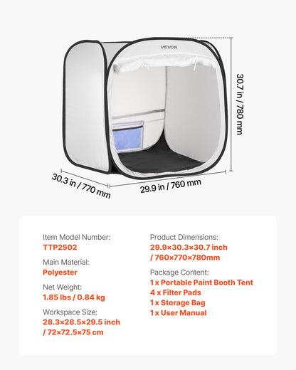 Portable Paint Booth Tent, 28.3 x 28.5 x 29.5 inch Pop-Up Portable Spray Paint Tent with Mesh Door, Spray Painting Tents for Cabinets, Chairs, Models, Tables, Pop-Up Design, Efficient Airflow