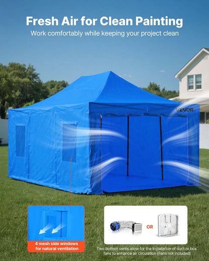 Portable Paint Booth Tent, 231.1 x 156.7 x 70.08 inch Portable Garage Spray Tent, Waterproof Spray Booth with Foldable Frame Design & 4 Mesh Side Windows for Auto Parts, Furniture, Car Painting