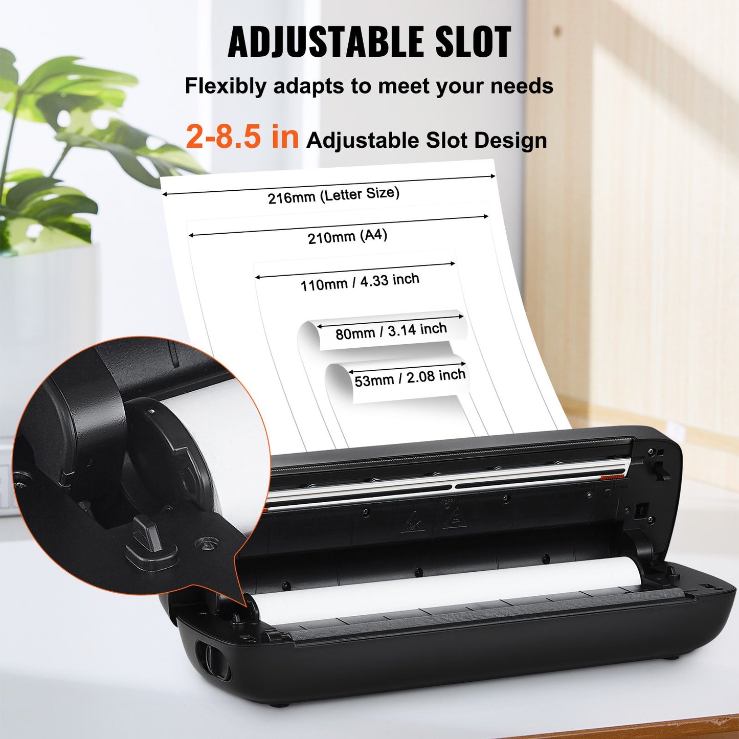 Portable Printer - 2600mAh Battery, 203 DPI, Bluetooth Inkless Mobile Printer for A4, A5 & 8.5" x 11" Thermal Paper, Compatible with iOS, Android & Laptop, Ideal for Travel, Office & Home Use