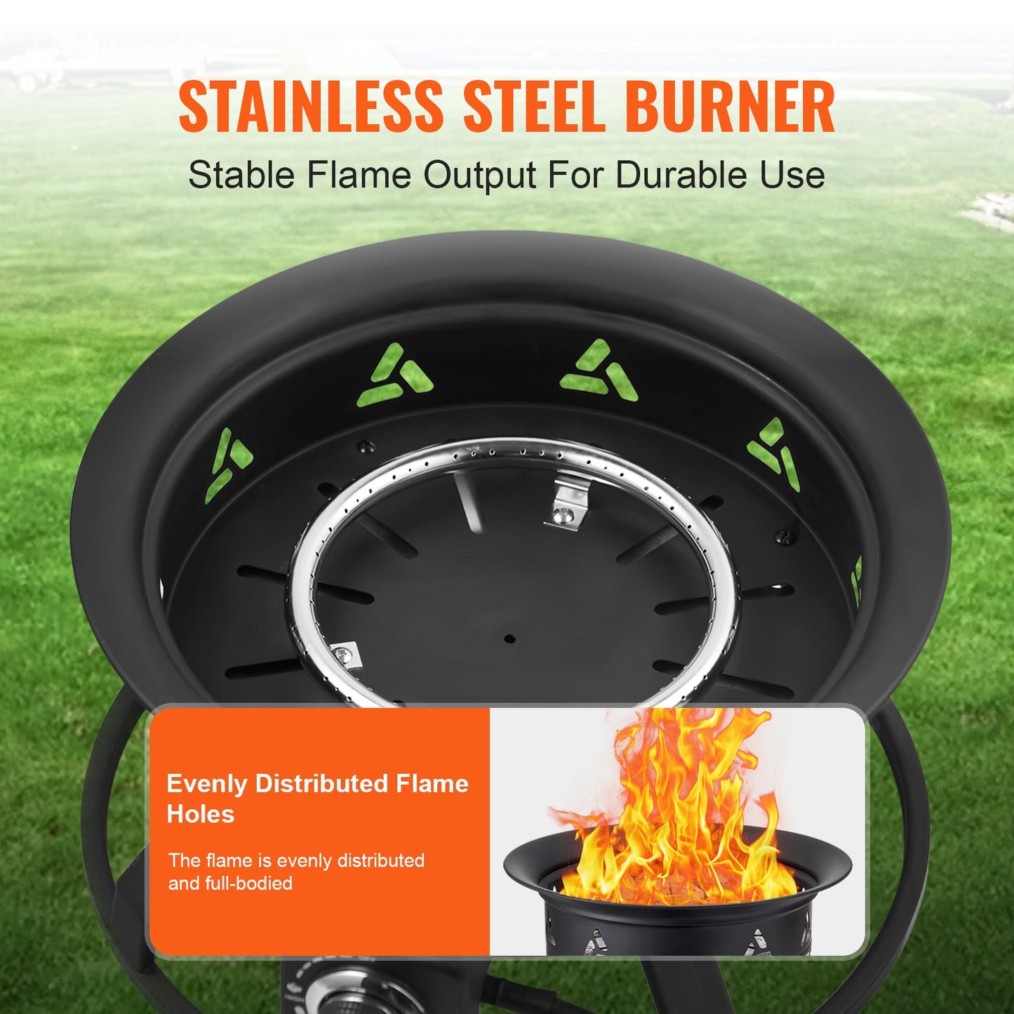 Propane Fire Pit, 24-Inch Diameter Outdoor Portable Gas Fire Pit with Cover & Lava Rocks, Adjustable Flame Height Camping Firepit for Heating, Lighting, Gathering, 58,000 BTU, Black