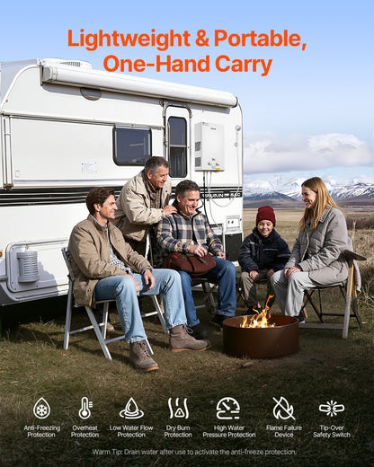 Portable Propane Water Heater, 10L Tankless Outdoor Water Heater, 68000 BTU 2.64 GPM Instant Hot Water, with Accessory Set + Regulator for RV Camping Trips Cabins Barns