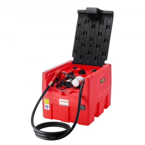 Portable Diesel & Gasoline Tank, 48 Gallon, 10.6GPM Flow Rate, Diesel Fuel Tank with 12V Electric Transfer Pump, 13.1ft Hose, Auto Fueling Nozzle, Transfer Tank for Easy Fuel Transportation, Red