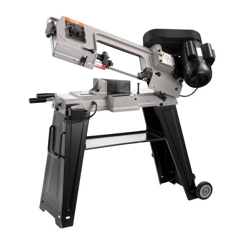 Metal Horizontal Band Saw, 4 in x 6 in Rectangular Cutting Capacity, 110V Metal Vertical Cutting Bandsaw with 550W Motor, 0-45° Angle Adjustment, Variable Speed, for Metal, Wood, and Plastic