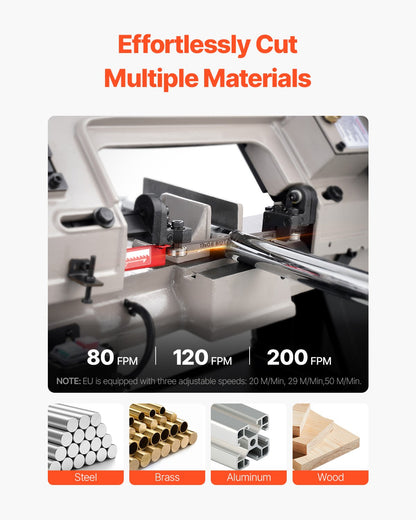 Metal Horizontal Band Saw, 4 in x 6 in Rectangular Cutting Capacity, 110V Metal Vertical Cutting Bandsaw with 550W Motor, 0-45° Angle Adjustment, Variable Speed, for Metal, Wood, and Plastic