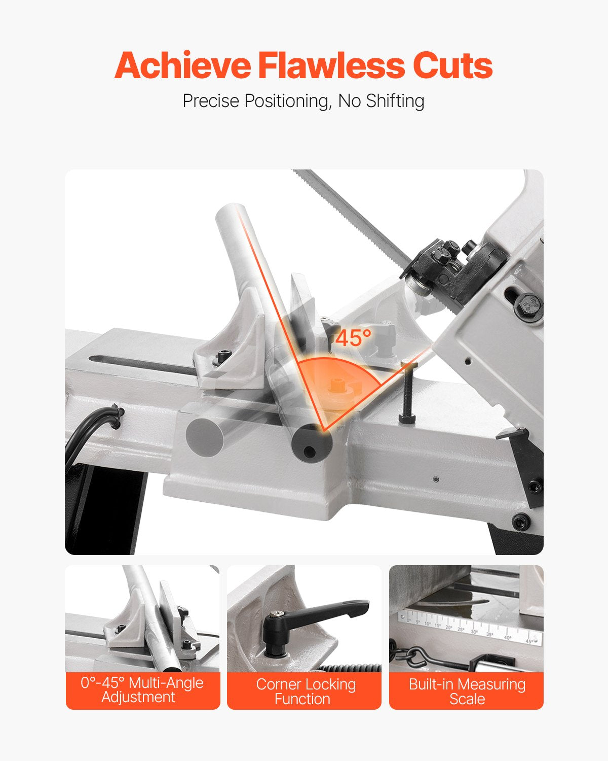 Metal Horizontal Band Saw, 4 in x 6 in Rectangular Cutting Capacity, 110V Metal Vertical Cutting Bandsaw with 550W Motor, 0-45° Angle Adjustment, Variable Speed, for Metal, Wood, and Plastic