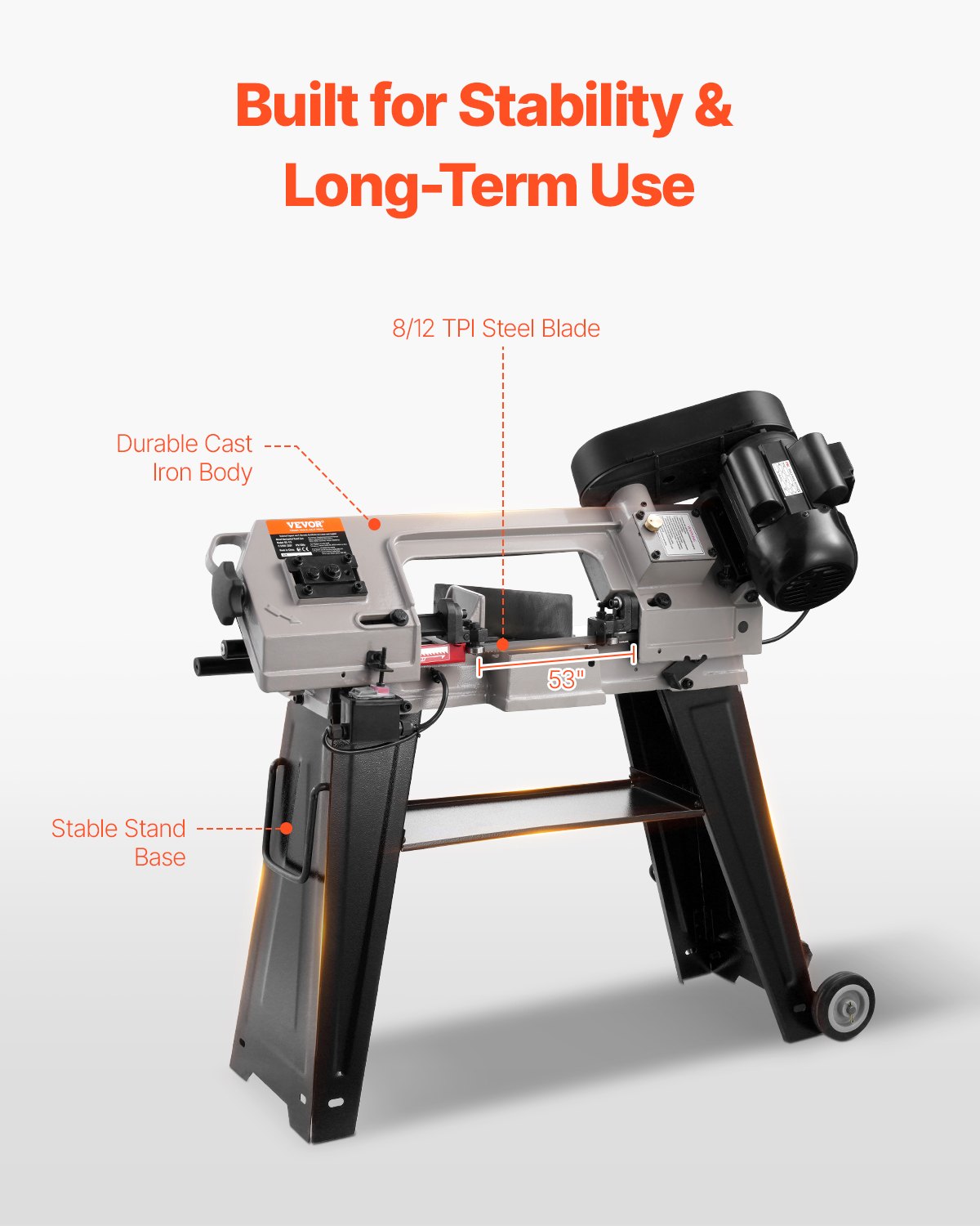 Metal Horizontal Band Saw, 4 in x 6 in Rectangular Cutting Capacity, 110V Metal Vertical Cutting Bandsaw with 550W Motor, 0-45° Angle Adjustment, Variable Speed, for Metal, Wood, and Plastic