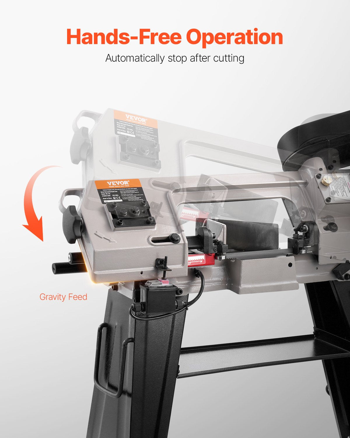 Metal Horizontal Band Saw, 4 in x 6 in Rectangular Cutting Capacity, 110V Metal Vertical Cutting Bandsaw with 550W Motor, 0-45° Angle Adjustment, Variable Speed, for Metal, Wood, and Plastic