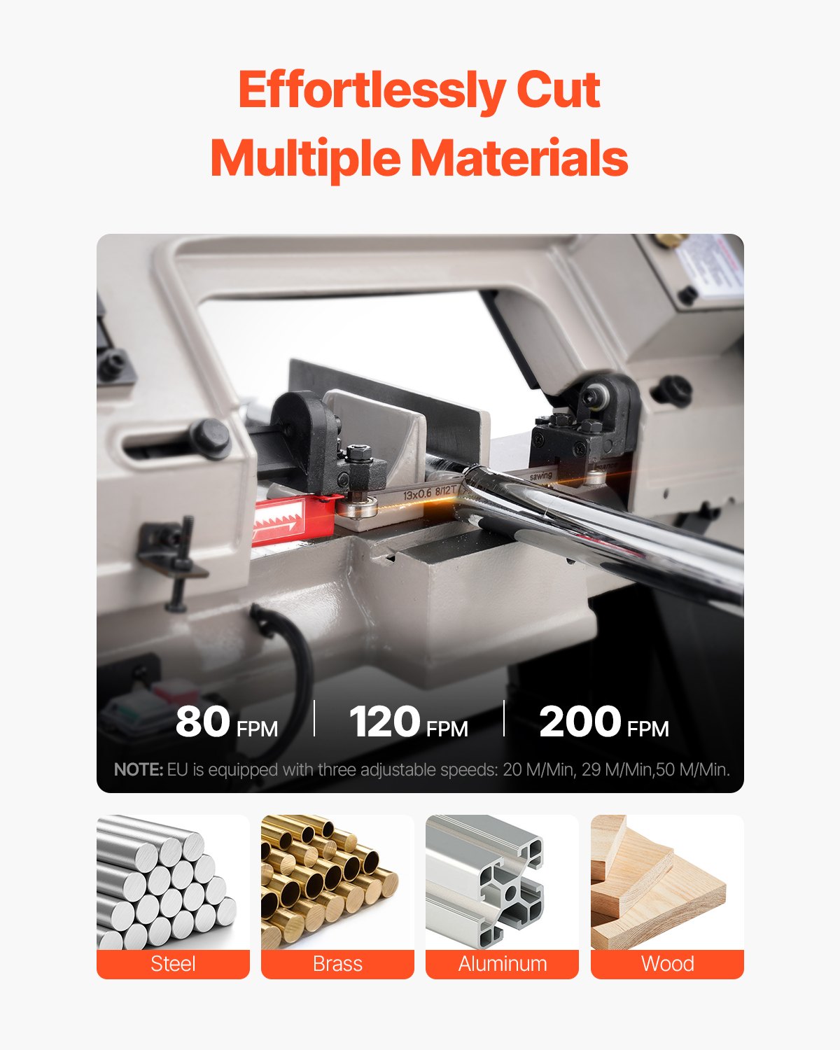 Horizontale Bandsäge für Metall, 4 Zoll x 6 Zoll, 550 W, Bandsäge mit variabler Geschwindigkeit, 220 V