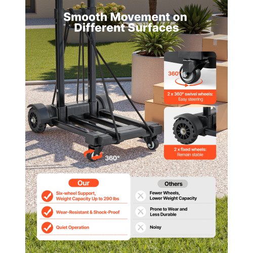 Hopfällbar Handvagn 120 kg Plattformsvagn Dolly Trolley Cart för Flytt |  EU