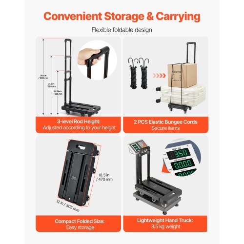Faltbarer Handwagen 500 lbs Plattformwagen Dolly Trolley Wagen für den Umzug | EU