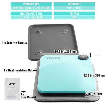 Heat Press Machine,10x12inches Portable Shirt Printing Multifunctional Sublimation Transfer Heat Press Machine Teflon Coated, Easy Iron-on Press for T-shirts/Bags/Pillows/HTV Vinyl Projects