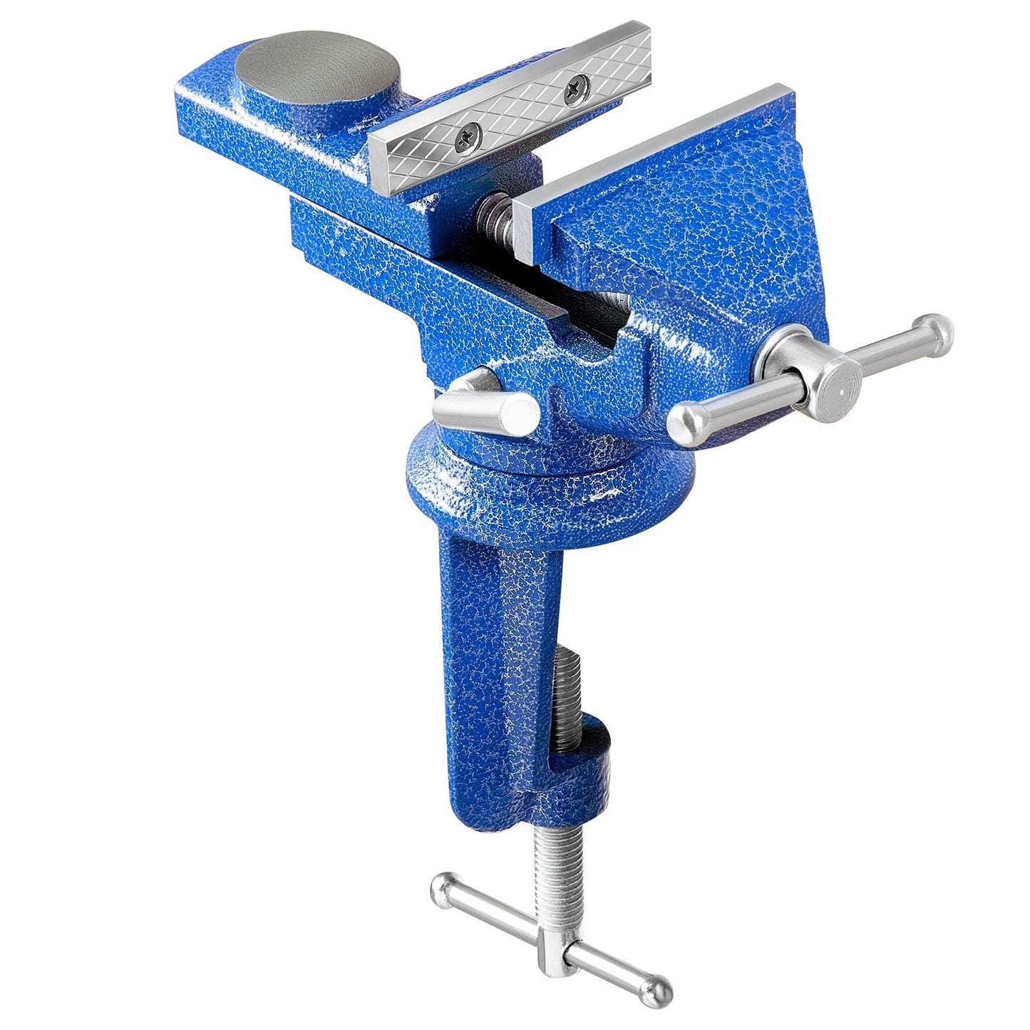 Bench Vise, 3 Inch, Portable Workbench Vice with 360° Swivel Base, Quick Release Rotating Bench Clamp, Raised Base, Cast Iron Construction, for Woodworking, Metalworking, Drilling, and Cutting