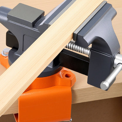 Bench Vise, 4.5 Inch, Portable Workbench Vice with 270° Swivel Base, Quick Release Rotating Bench Clamp, Cast Iron Construction, for Woodworking, Metalworking, Drilling, Sawing, Cutting Conduit