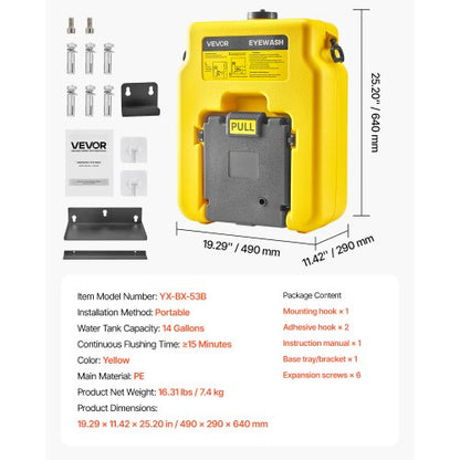 Bärbar ögonspolningsstation 14-gallon OSHA-godkänd ögonspolningsstation för nödsituationer |  EU