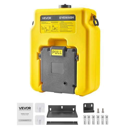 Portable Eye Wash Station 14 Gal, OSHA-Approved Eyewash Station Wall-Mounted/On Flat Surface, Emergency Eye Wash Unit with 2 Sprays, First Aid Eyewash Units for Schools, Labs, Factories, Yellow