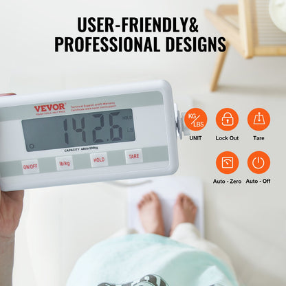 Portable Medical Scale, Professional Physician Scale for Weighing - with Anti-slip Platform, 2 Units, Hold & Tare Function, Digital Physician Weight Scale for Gym Home Hospital, 440LBS Capacity