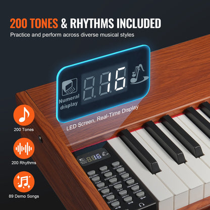 88 keys, fully weighted digital piano Double keyboard, four-legged stand