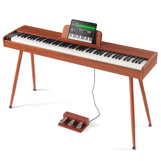 88 keys, fully weighted digital piano Double keyboard, four-legged stand