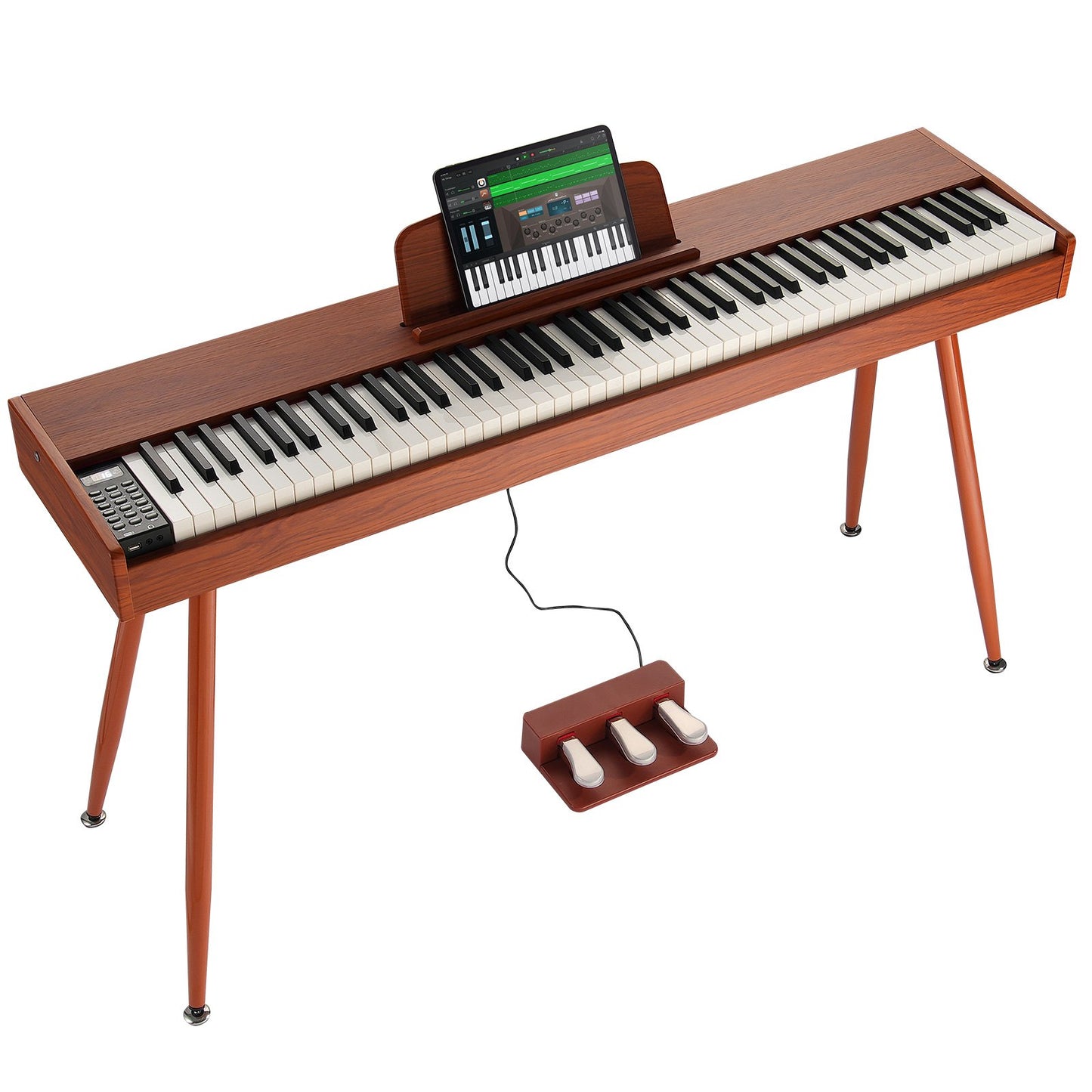 88 keys, fully weighted digital piano Double keyboard, four-legged stand