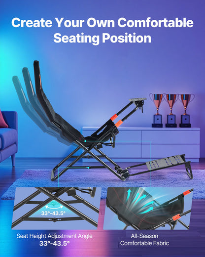 Portable Racing Wheel Stand, Foldable & Adjustable Steering Sim Wheel Stand, 18.5 in Seat Inner Width, Compatible with Logitech G923/G920/G29, Thrustmaster T248P, Fanatec, Hori, Mad Catz, Black
