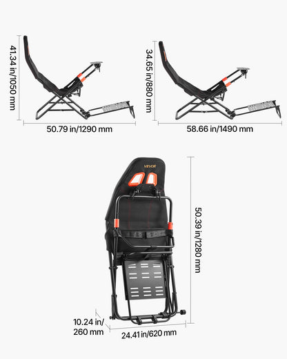Portable Racing Wheel Stand, Foldable & Adjustable Steering Sim Wheel Stand, 18.5 in Seat Inner Width, Compatible with Logitech G923/G920/G29, Thrustmaster T248P, Fanatec, Hori, Mad Catz, Black
