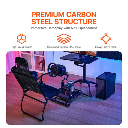 Racing Wheel Stand Foldable For Logitech G923/G920/G29, Steering Wheel Stand & Foot Pedal Angle Adjustable,Portable Steel Driving Simulator Cockpit-Thrustmaster T248P, Fanatec, Hori, Compact