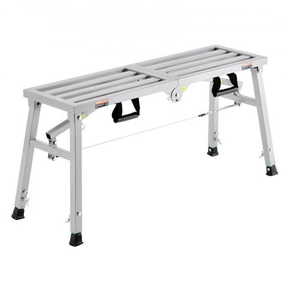 Work Platform, 3 Gear Adjustable Height, Folding Alloy Steel Step Ladder, Portable Scaffolding Platform, 400 lb Load Capacity, Non-Slip Rubber Feet, Drywall Painting Stool, for Cleaning &Washing