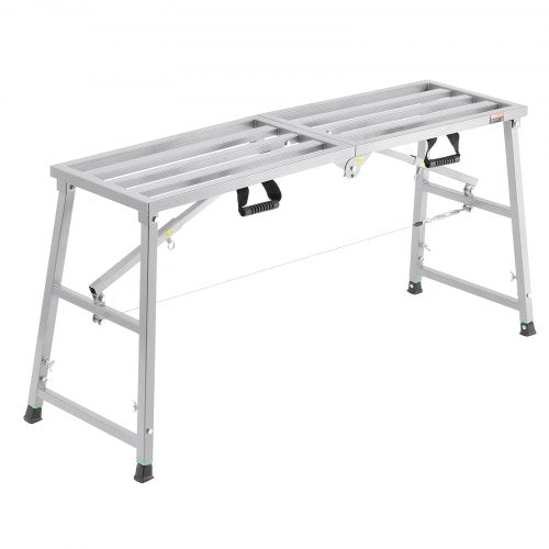 Work Platform, 4 Gear Adjustable Height, Folding Alloy Steel Step Ladder, Portable Scaffolding Platform, 800 lb Load Capacity, Non-Slip Rubber Feet, Drywall Painting Stool, Cleaning & Washing