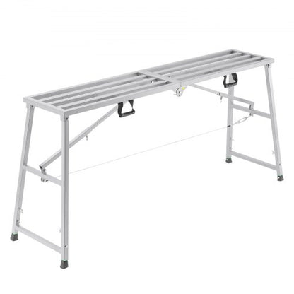 Work Platform, 4 Gear Adjustable Height, Folding Alloy Steel Step Ladder, Portable Scaffolding Platform, 880 lb Load Capacity, Non-Slip Rubber Feet, Drywall Painting Stool, Cleaning & Washing