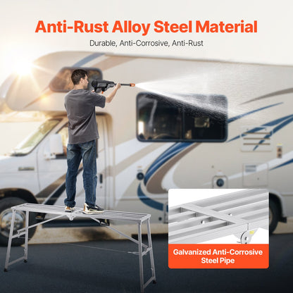 Work Platform Adjustable Height Portable Scaffolding Platform 880 lb Load