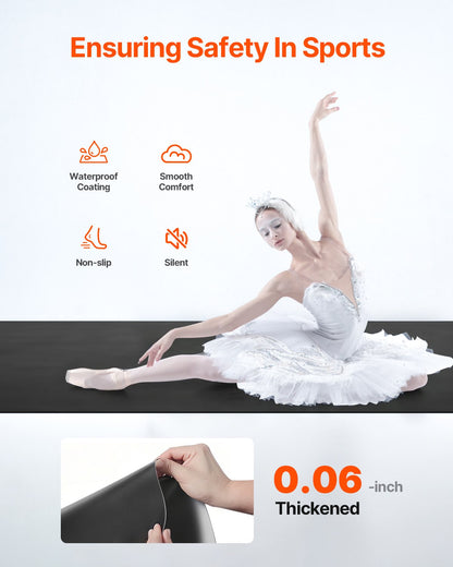 Dance Floor, 6.6' x 3' Portable Yoga Mat with Organizer Bag, 1.5 mm Thick Workout Mats, Non-slip Floor Mats for Practicing at Home, Studios, Stage
