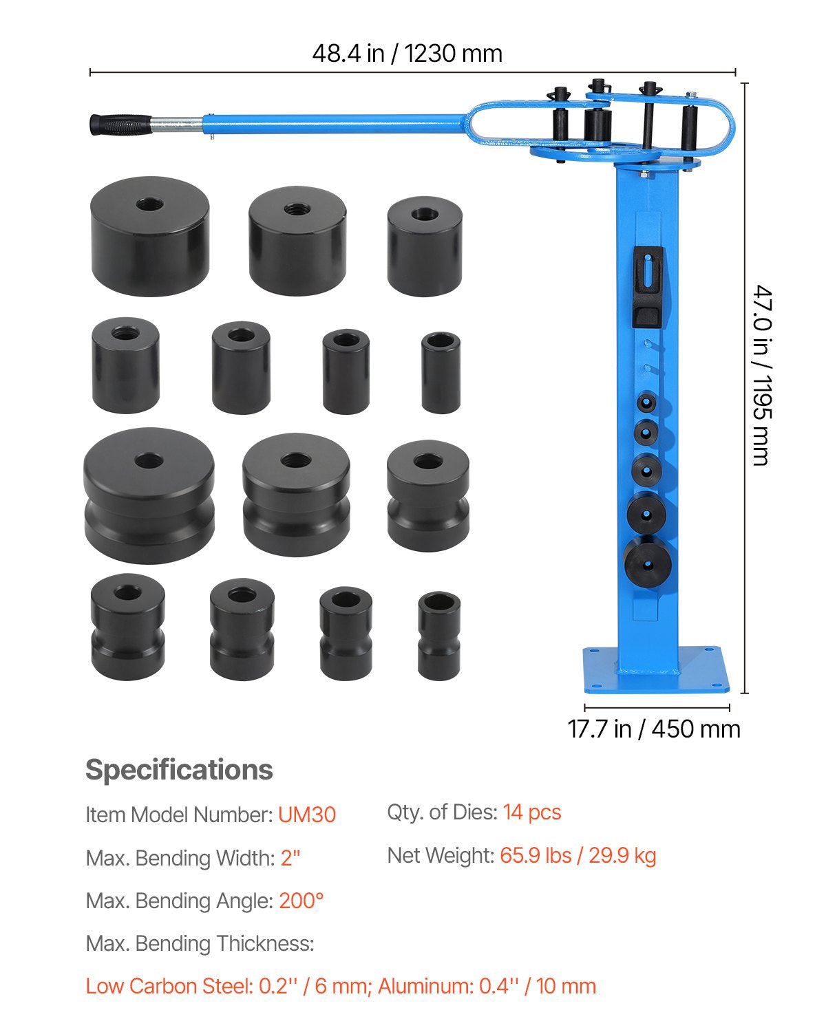 Manual Pipe Bender, Pipe Tube Bender with 14 Bending Tools, 200° Heavy Duty Pipe Bending Tool for Copper Aluminum Iron Pipe, Ideal for HVAC Air Conditioning Refrigerator Car Repair