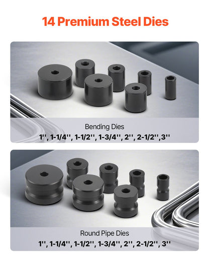 Manual Bending Machine with 14 Bending Dies, 200° Heavy-Duty Bending Tool for Copper Aluminum Iron Pipes, Ideal for HVAC Air Conditioning Refrigerator Auto Repair