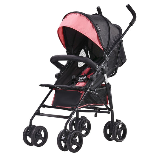 Leichter Kinderwagen Kompakt Faltbar Verstellbare Rückenlehne Schwarz/Rosa