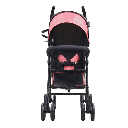 Lightweight Stroller Compact Foldable Adjustable Backrest Black/Pink