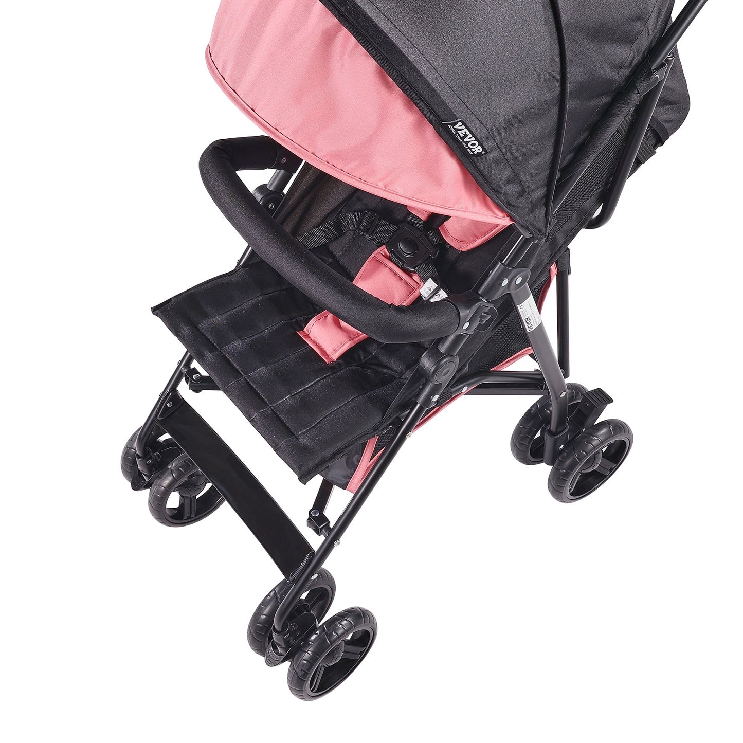 Lightweight Stroller Compact Foldable Adjustable Backrest Black/Pink