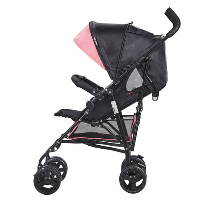 Lightweight Stroller Compact Foldable Adjustable Backrest Black/Pink