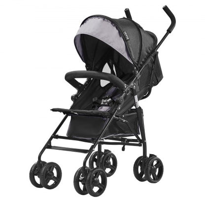 Lightweight Stroller, Compact Easy Fold MultiPosition Recline Canopy Backrest, Carbon Steel Frame, Large Storage Basket,Cup Holder, Umbrella Toddler Baby Stroller for Travel, Light Gray/Black