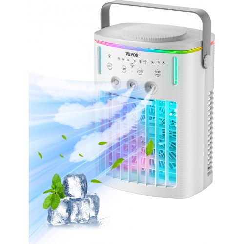 Portable Air Conditioner, 4-in-1 Evaporative Air Cooler with Remote Control, 3-Speed Mini Air Conditioner with Timer, 3 Mist Levels, 1L Water Tank, 120° Oscillating Mini AC Fan for Desktop Home