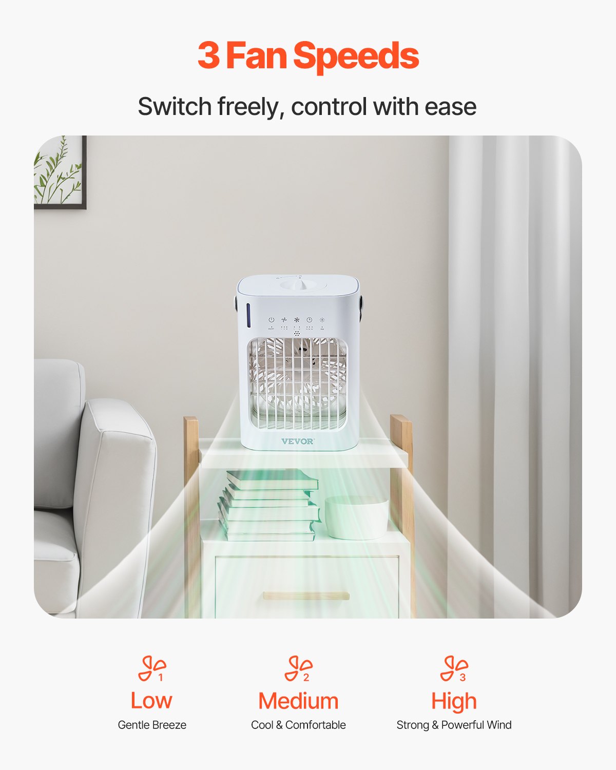 Portable Air Conditioner 4-i-1 Evaporative Air Cooler 700ml vattentank