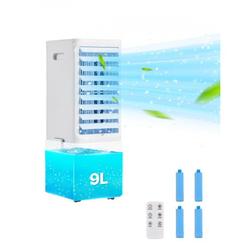 Portable Air Conditioner, 9L 550 CFM Swamp Cooler Air Conditioner with 12H Timer & Remote Control, 3-Speed Evaporative Air Cooler with 2 Ice Boxes, Quiet & Movable, Ideal for Outdoor Indoor Use