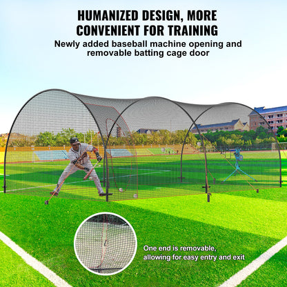 Baseball Batting Cage, Softball och Baseball Batting Cage Nät och ram, övningsbärbart burnät med bärväska, Heavy Duty Insluten Pitching Cage, för backyard slagträning, 22FT