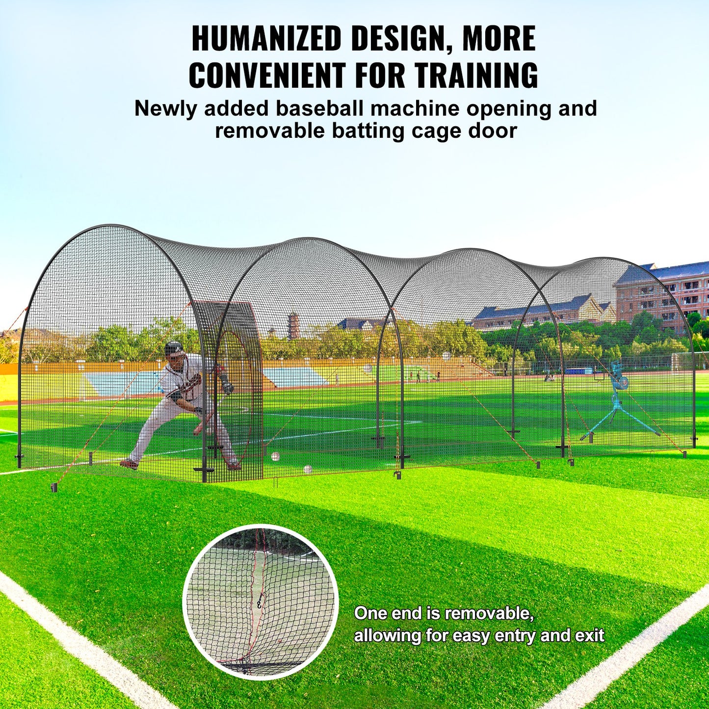 Baseball Batting Cage, Softball och Baseball Batting Cage Nät och ram, övningsbärbart burnät med bärväska, Heavy Duty sluten pitching-bur, för backyard slagträning, 33FT
