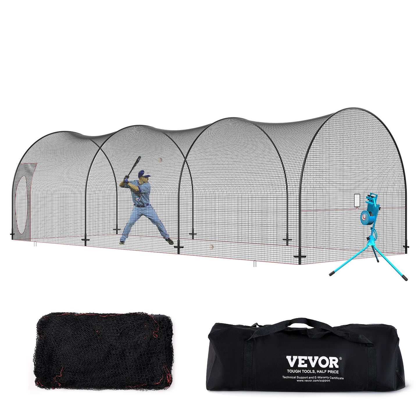 Baseball Batting Cage, Softball och Baseball Batting Cage Nät och ram, övningsbärbart burnät med bärväska, Heavy Duty sluten pitching-bur, för backyard slagträning, 33FT