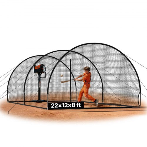 Baseball Batting Cage, 22.2 x 12.1 x 7.9 FT Freestanding Portable Batting Cage, Hitting Cages with 4-Ply Knotless Polyester & Pitching Machine Opening, Battings Cages Netting for Indoor Outdoor